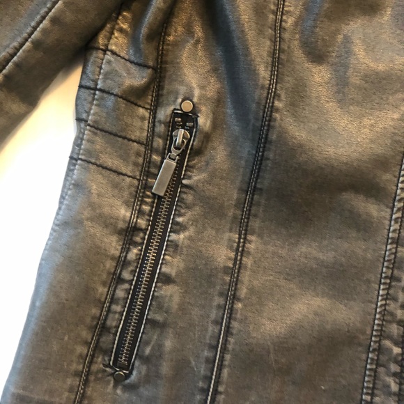 Grey faux leather jacket, Sz L - Picture 6 of 11